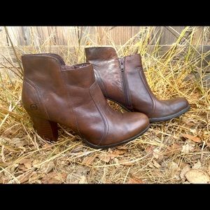 BORN brown leather booties size 9